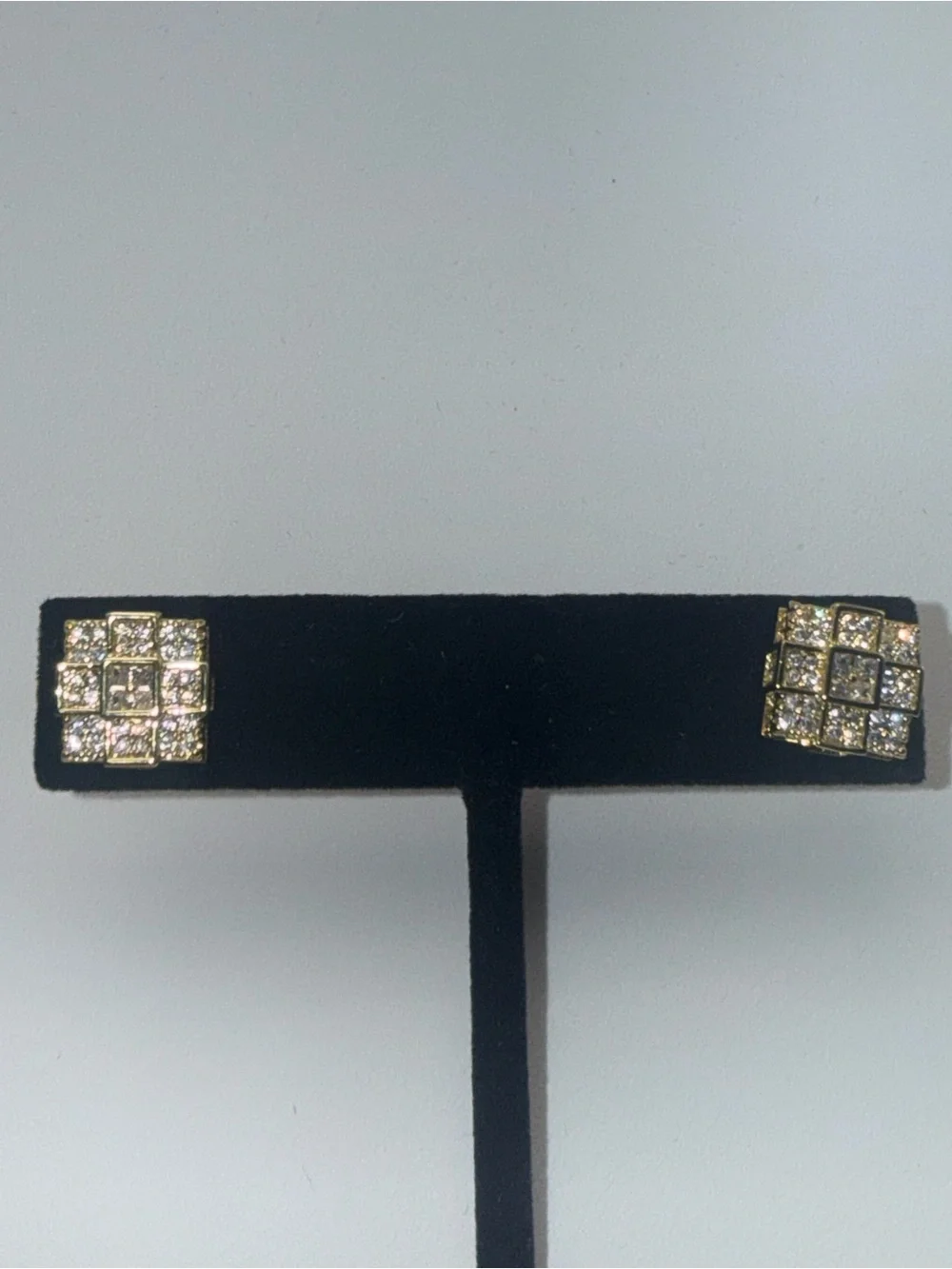 18K Gold Dipped Square Earrings – AAA CZ Screw Back